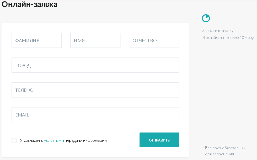 Онлайн-заявка на карту банка Зенит